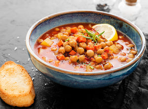 Tomato, bacon and chickpea soup