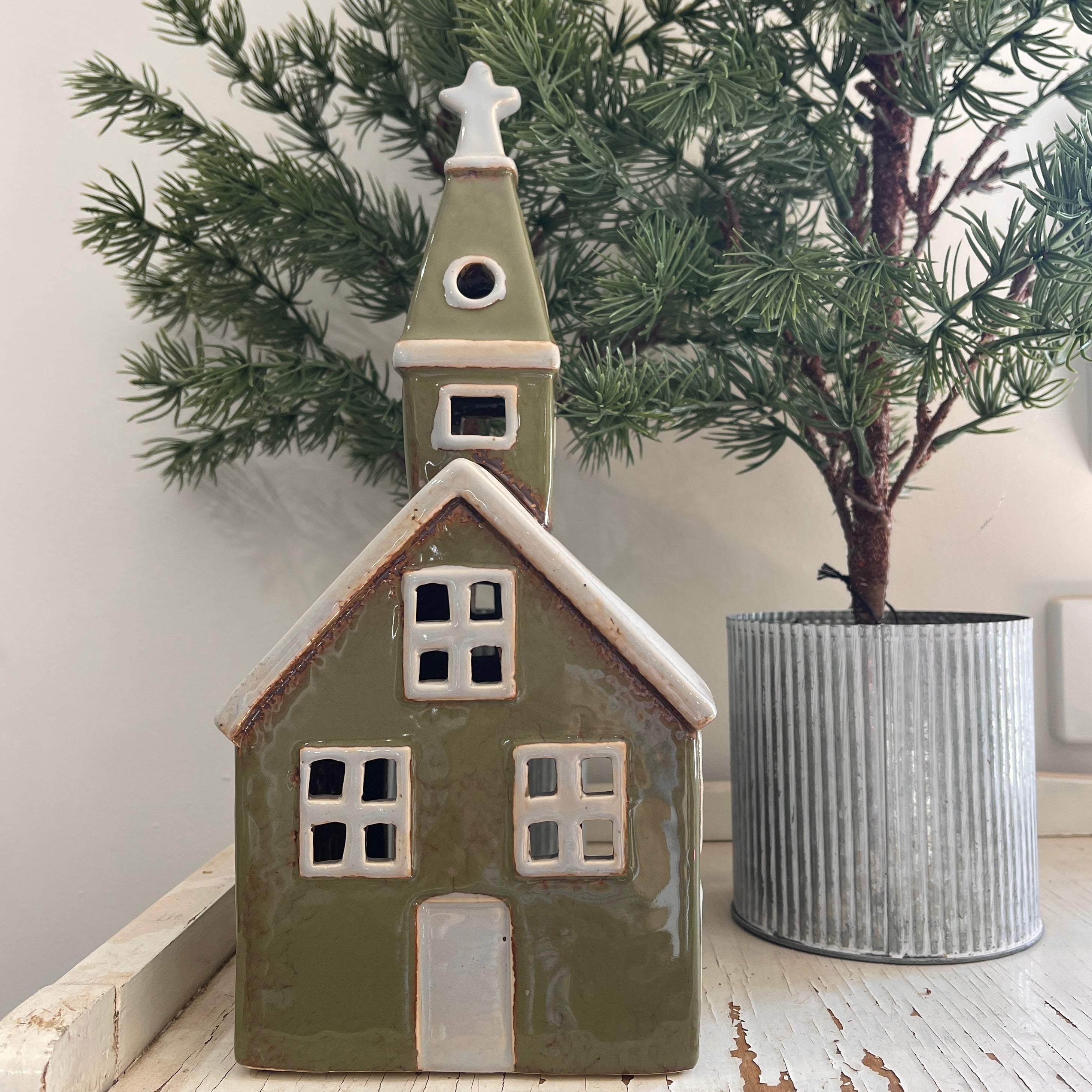Tealight Church Olive
