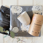 Rupanyup living hamper - lamb wool blanket - olive leaf tea 